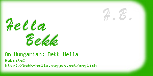 hella bekk business card